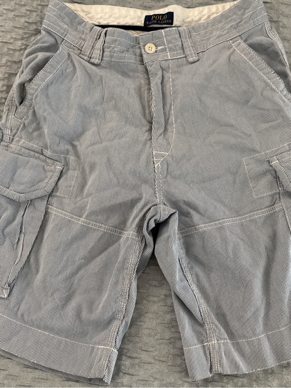 Polo Ralph Lauren Seersucker Cargo Shorts in Light Blue Stripe